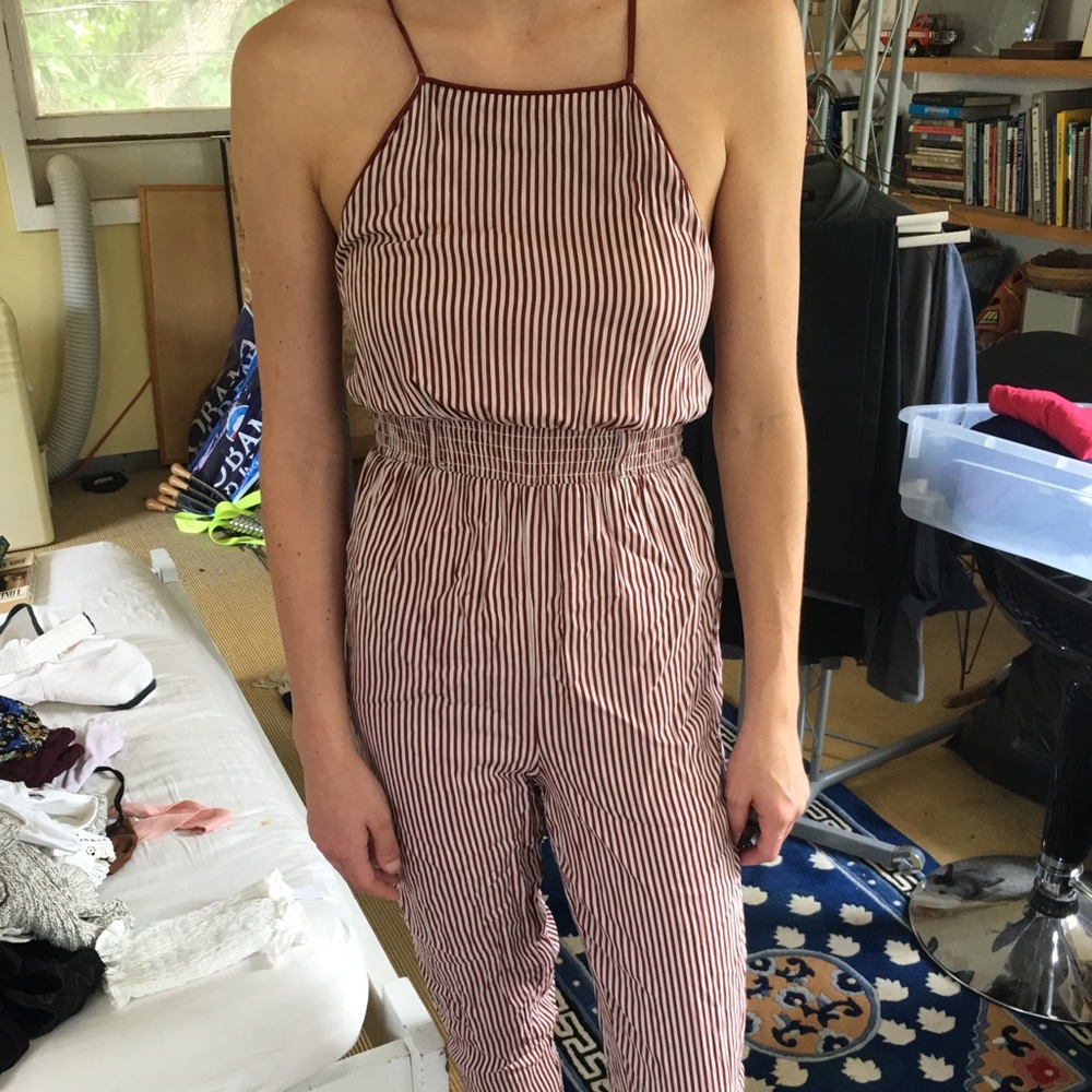 Red and white striped jumper